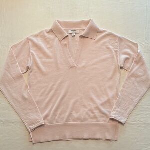 Banana Republic Light Pink Merino Wool Collar V-neck Long Sleeve Sweater Size M